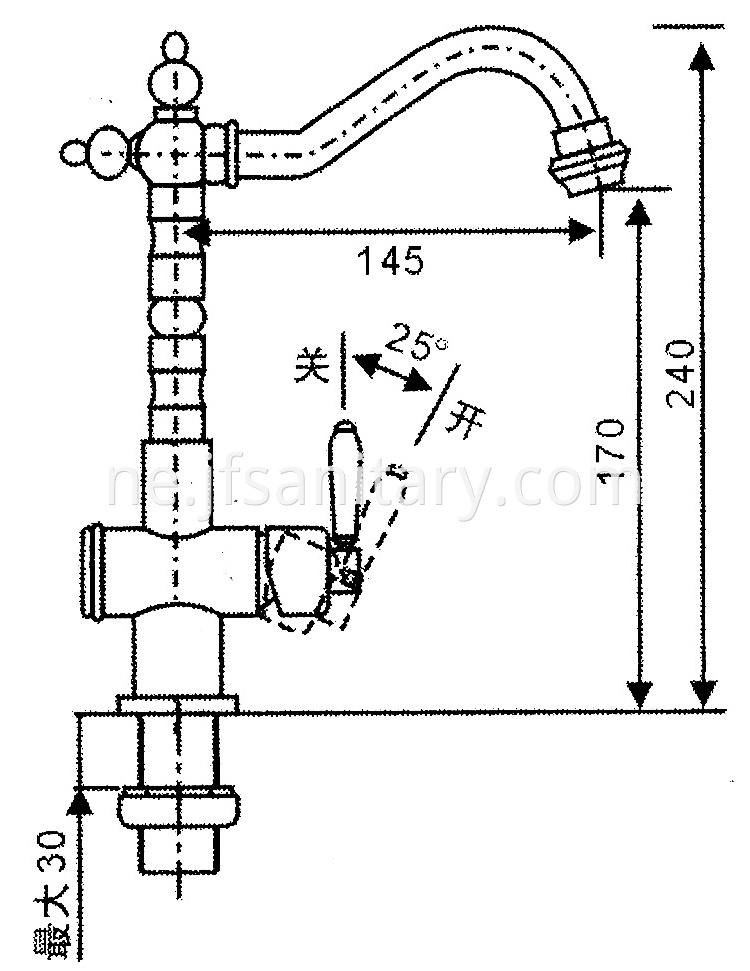 Size Of Contemporary Deck Mounted Brass Single Lever Kitchen Faucets